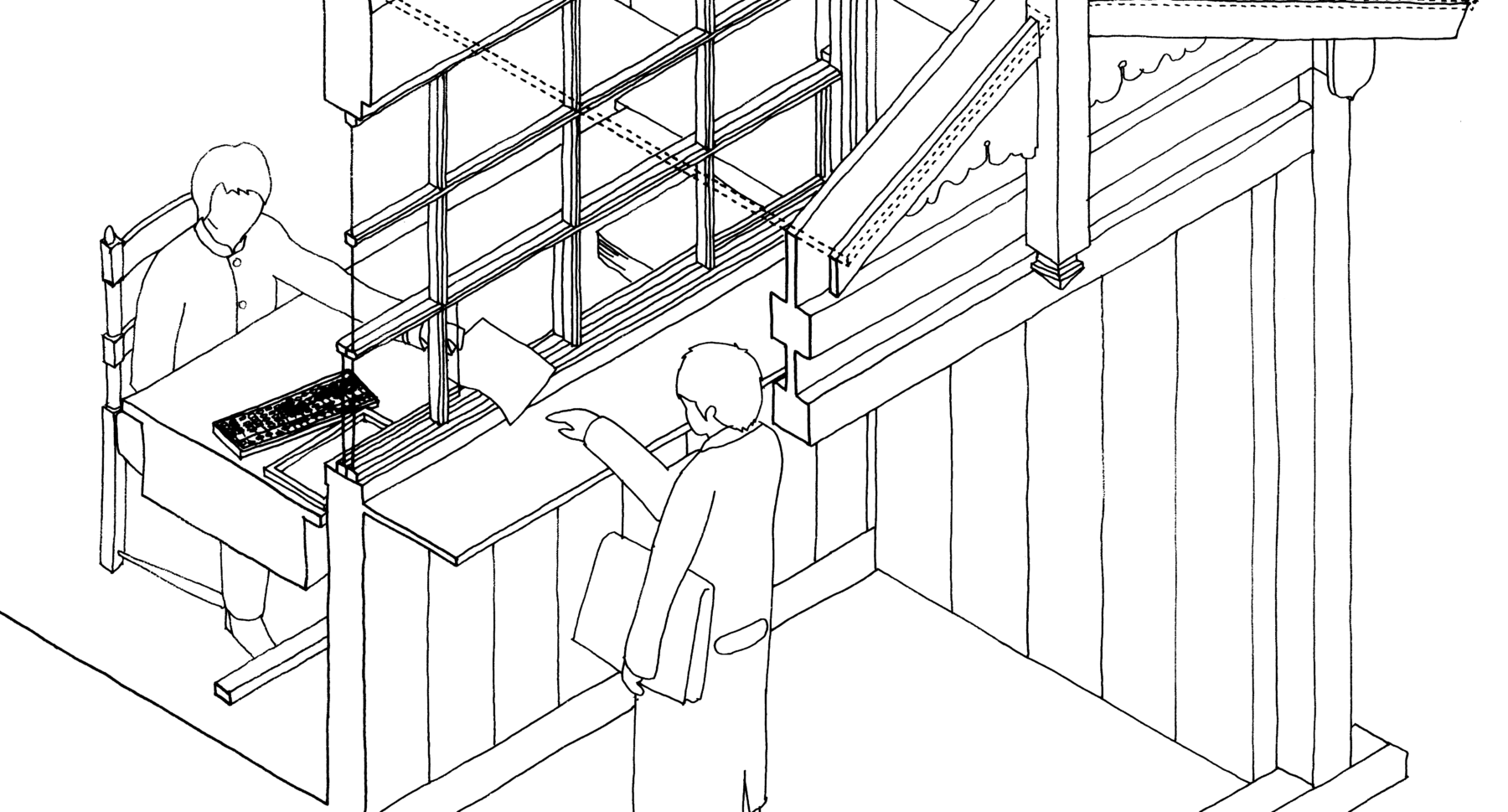 旧島歌郵便局／木造の窓口カウンター - 窓研究所 WINDOW RESEARCH